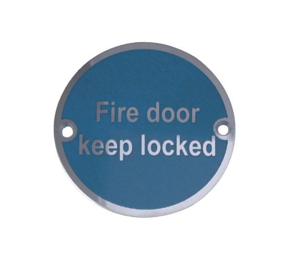 Fire Door Keep Locked Sign (75mm Diameter)