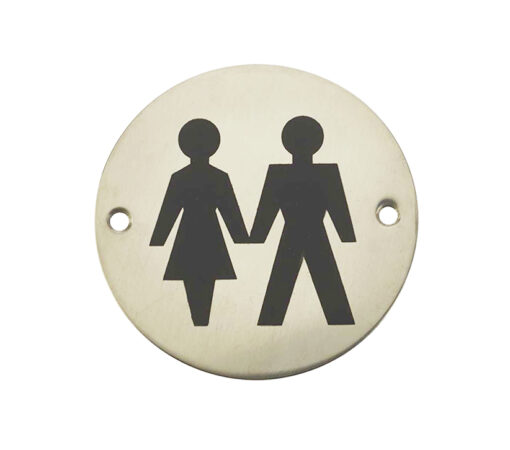 Unisex Pictogram Sign (75mm Diameter), Polished Stainless Steel