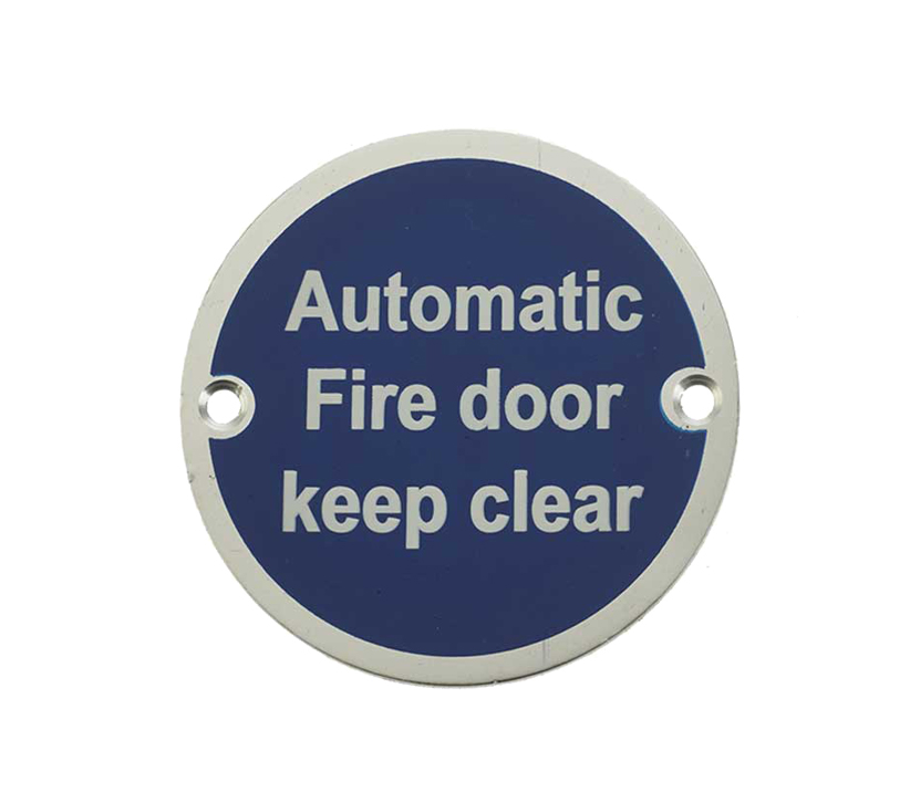 Frelan Hardware Automatic Fire Door Keep Clear (75mm Diameter), Satin Aluminium