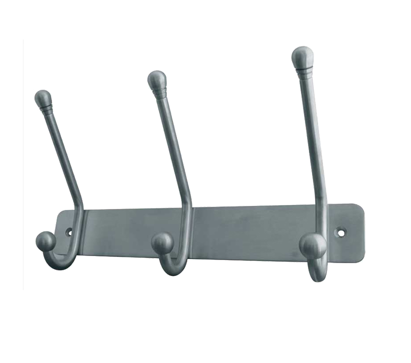 Frelan Hardware Multi Hook Units, 3 Hooks (250mm) Or 5 Hooks (450mm), Satin Stainless Steel