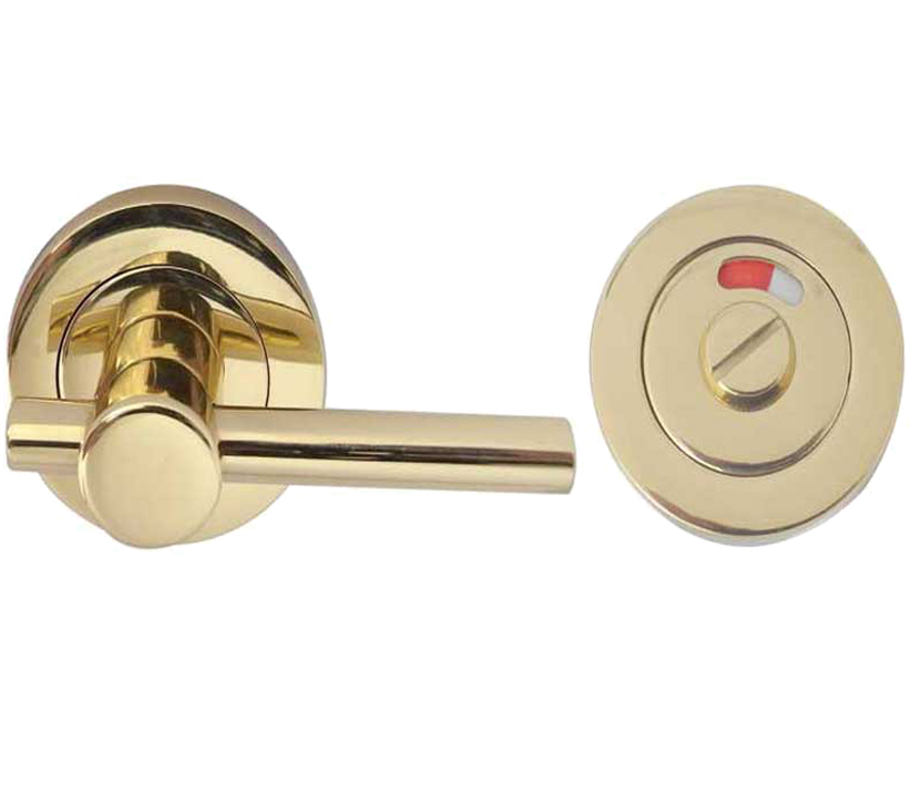 Frelan Hardware Easy Bathroom Turn & Release With Indicator (50mm X 10mm), Polished Brass
