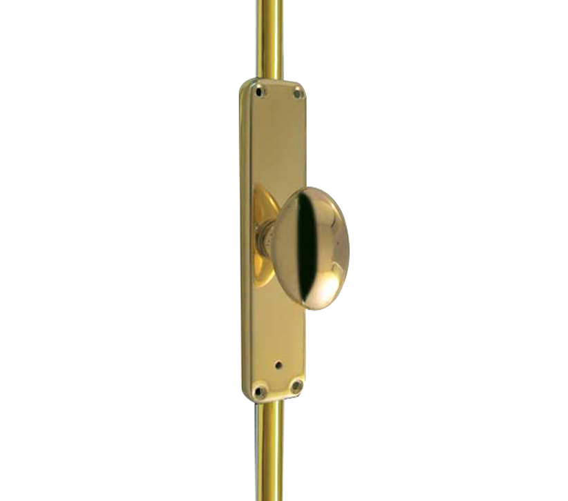 Frelan Hardware Locking Espagnolette Bolt With Oval Handle, Polished Brass