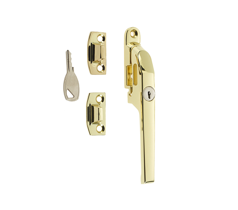 Frelan Hardware Lockable Window Fastener (124mm), Polished Brass