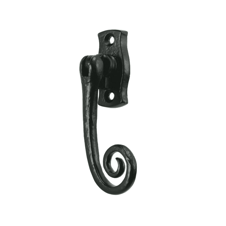 Ludlow Foundries Curly Tail Locking Espagnolette Window Fastener (left Or Right Hand), Black Antique
