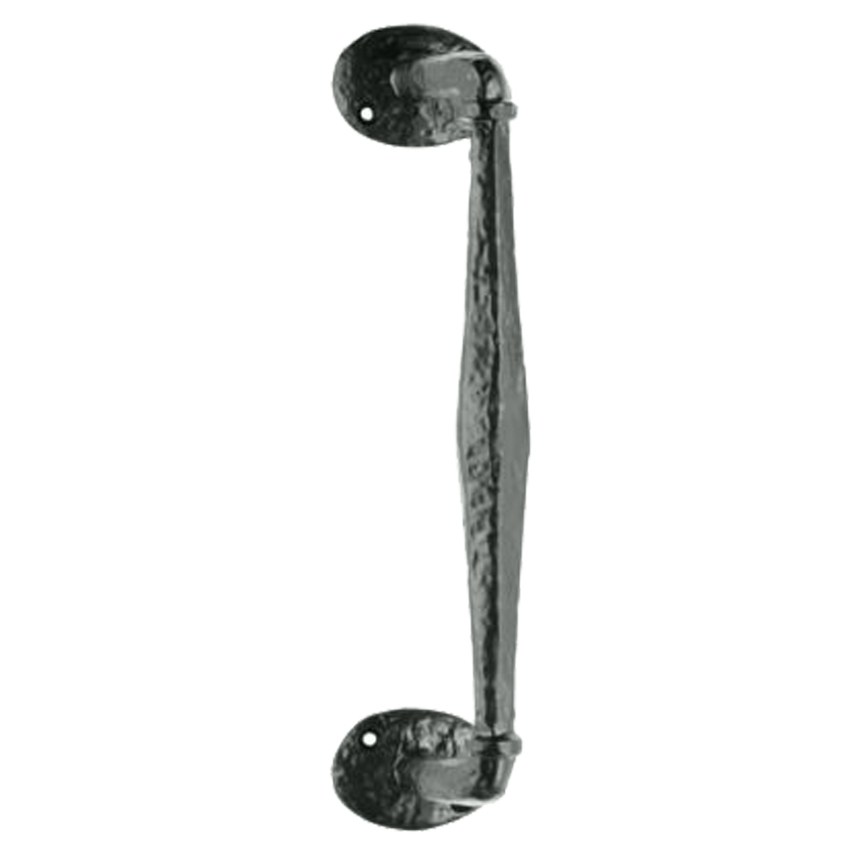 Ludlow Foundries Offset Pull Handle On Oval Rose, Black Antique