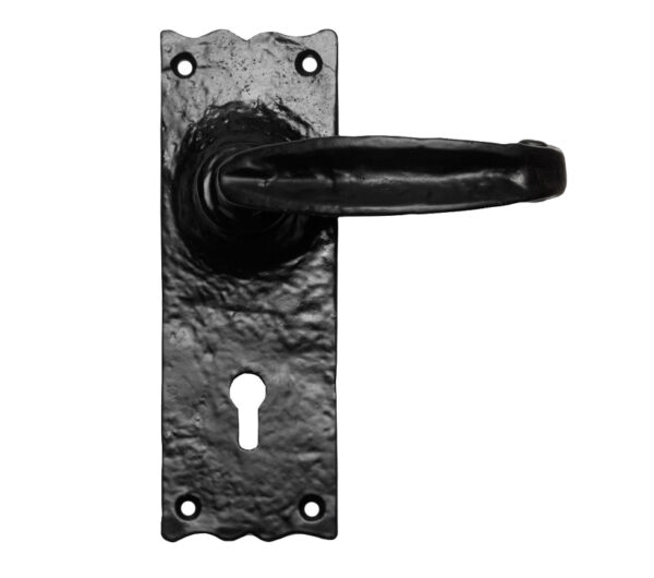 Ludlow Foundries Traditional V Levers, Black Antique Door Handles