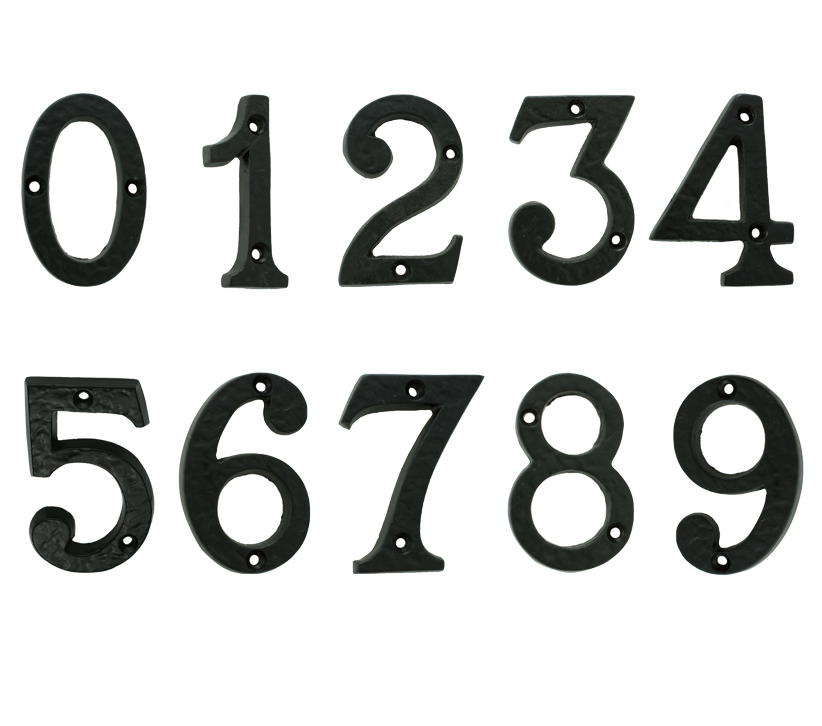 Ludlow Foundries Face Fix Door Numerals (0-9), Black Antique