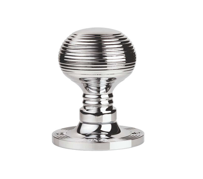 Manital Queen Anne Reeded Mortice Door Knobs, Polished Chrome