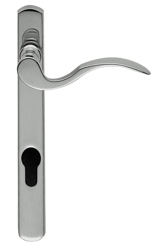 Scroll Narrow Plate, 92mm C/c, Euro Lock, Polished Chrome Door Handles (sold In Pairs)