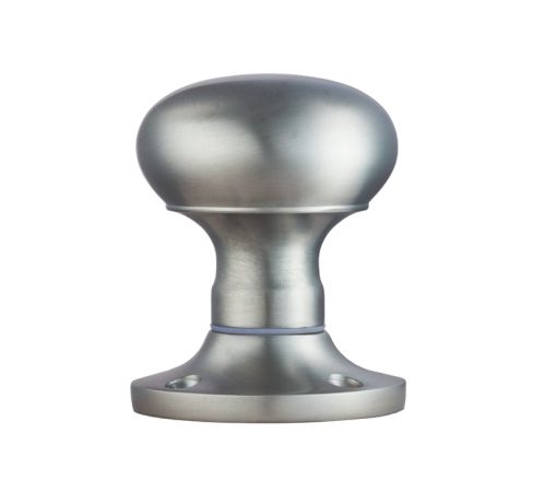 Manital Victorian Mushroom 56mm Diameter Base Unsprung Mortice Door Knob (Face Fixed), Satin Chrome (sold in pairs)