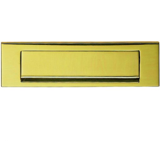 Plain Gravity Flap Letter Plate (270mm x 72mm), Polished Brass