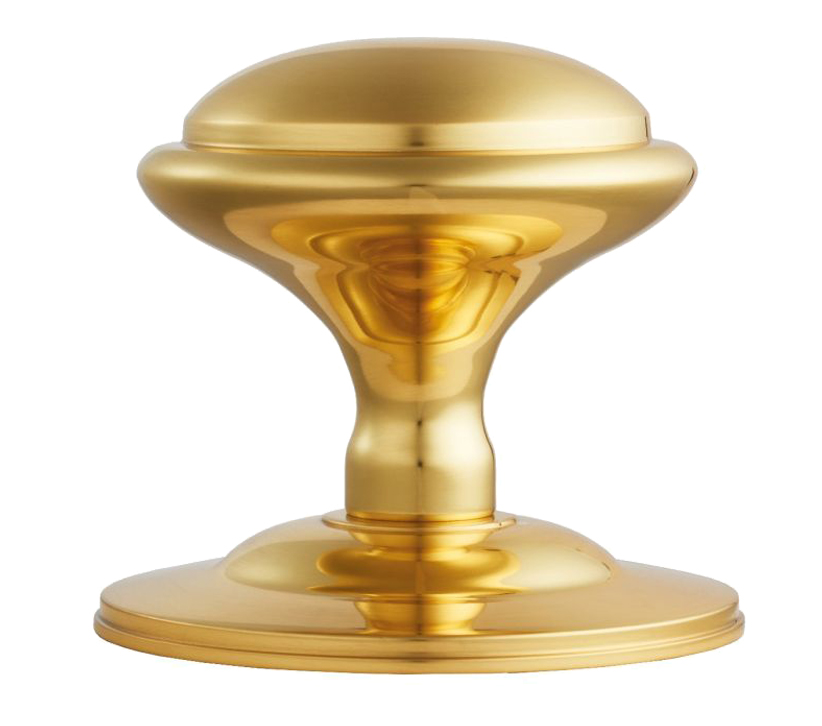 Round Centre Door Knob, Polished Brass