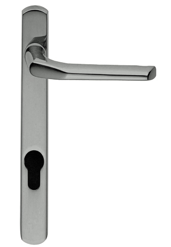 Straight Narrow Plate, 92mm C/c, Euro Lock, Polished Chrome Door Handles (sold In Pairs)
