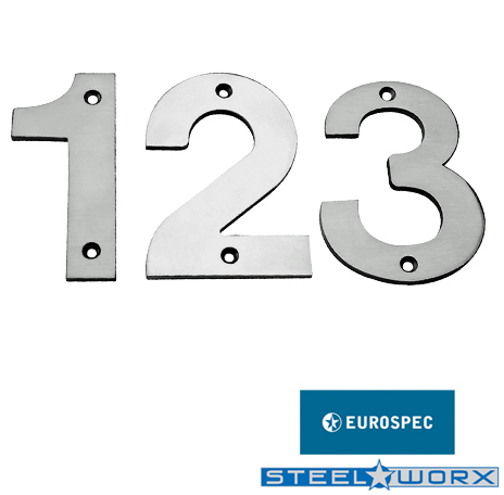 Eurospec Stainless Steel 100mm Screw Fix Numerals (0 – 9)