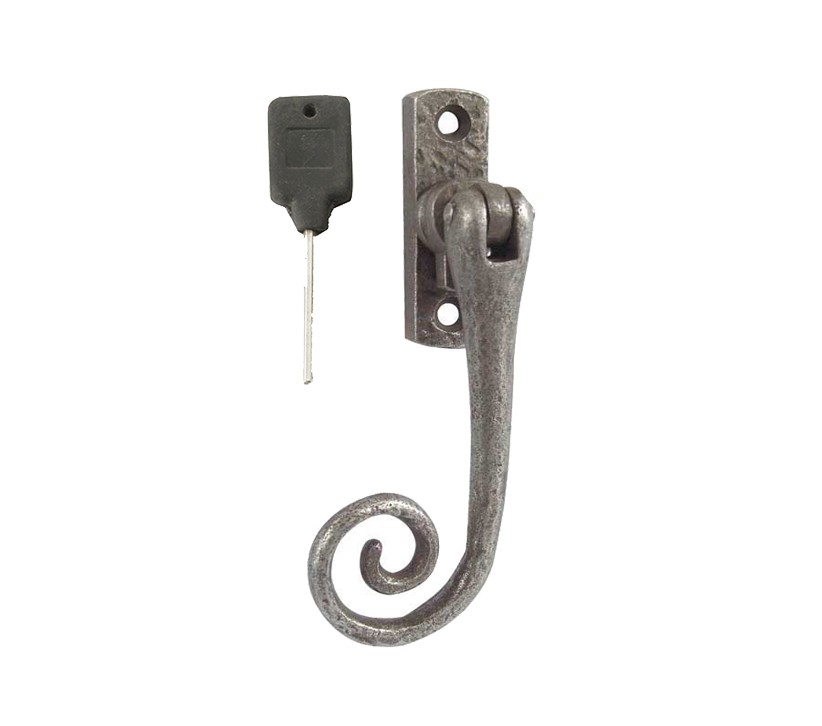 Frelan Hardware Left Or Right Handed Locking Espagnolette Casement Fastener, Pewter