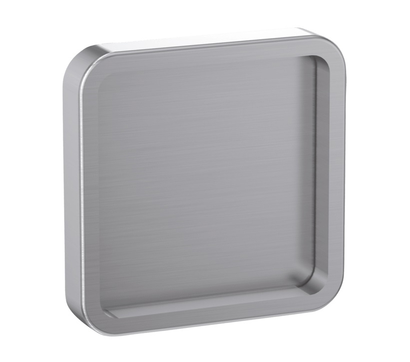Quattro Square Flush Pull For Sliding Doors (58mm X 58mm), Aluminium Stainless Steel Effect