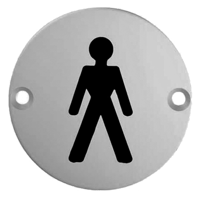 Eurospec Male Symbol Sign, Polished Stainless Steel Or Satin Stainless Steel Finish