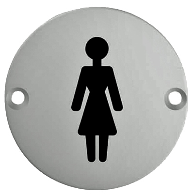 Eurospec Female Symbol Sign, Polished Stainless Steel Or Satin Stainless Steel Finish