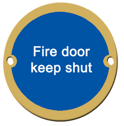 Fire Door Keep Shut, Polished Brass