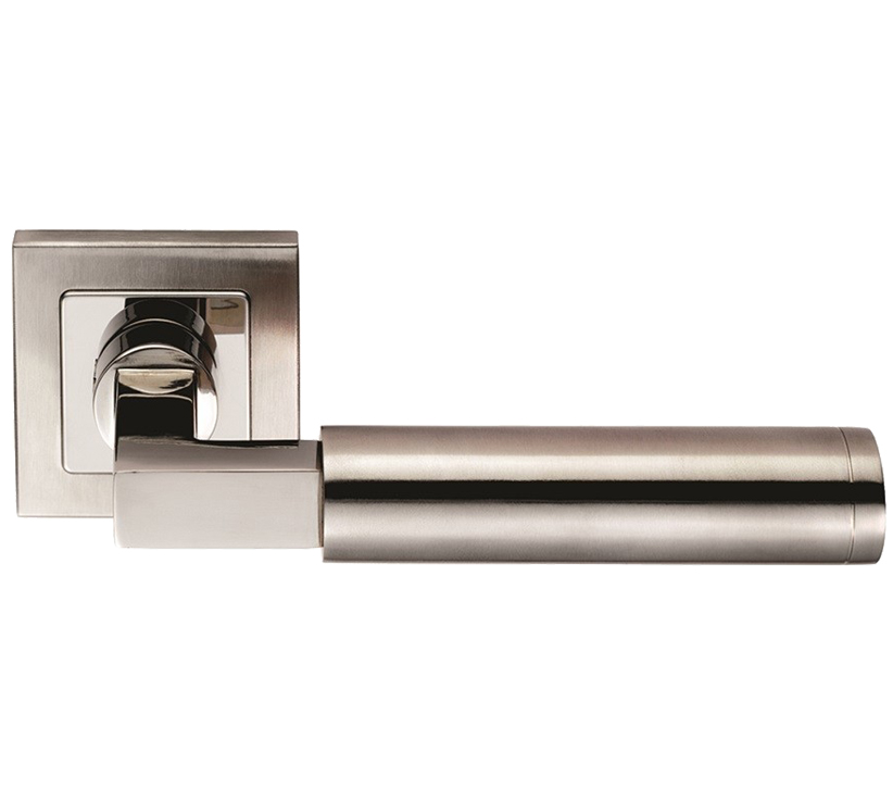 Eurospec Fagus Square Mitred Stainless Steel Door Handles – Satin Stainless Steel  (sold In Pairs)