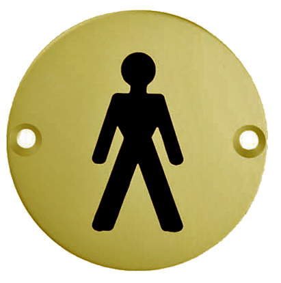 Male Symbol, Polished Brass