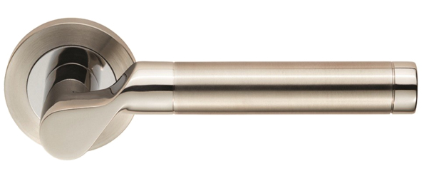 Eurospec Lucerna Dual Finish Polished Stainless Steel & Satin Stainless Steel Door Handles  (sold In Pairs)