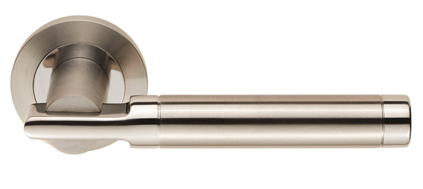 Eurospec Berna Dual Finish Polished Stainless Steel & Satin Stainless Steel Door Handles  (sold In Pairs)