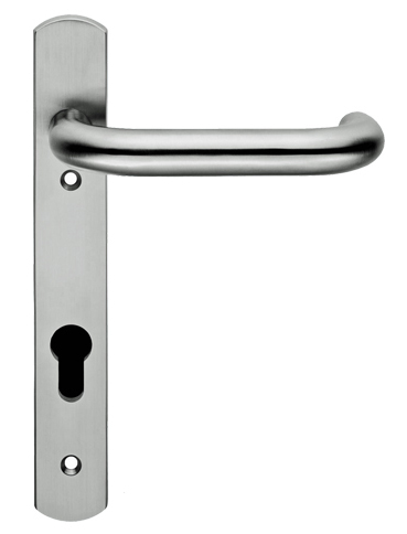 Eurospec Safety Lever Narrow Plate, 92mm C/c, Euro Lock, Stainless Steel Door Handles  (sold In Pairs)