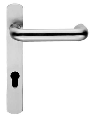 Eurospec Dda Safety Narrow Plate, 92mm C/c, Euro Lock, Stainless Steel Door Handles (sold In Pairs)