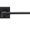 Serozzetta Equi Door Handles On Square Rose, Matt Black - (Sold In Pairs)