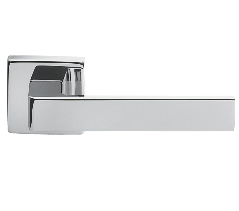 Manital Techna Door Handles On Square Rose, Polished Chrome (sold In Pairs)
