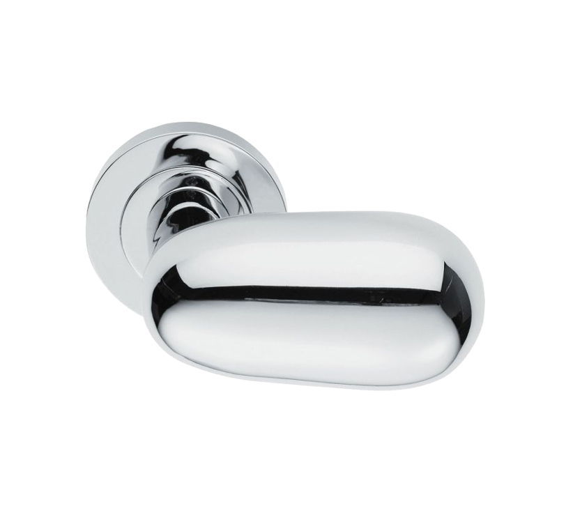 Manital Uovo Door Handles On Round Rose, Polished Chrome (sold In Pairs)