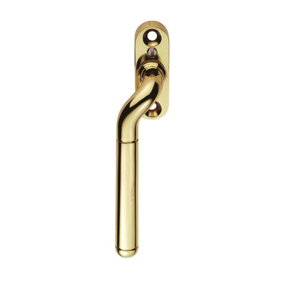Cranked Locking Espagnolette Handle (left Or Right Hand), Polished Brass