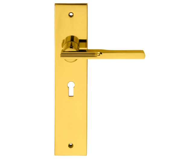 Manital Veronica Art Deco Style Door Handles, Polished Brass (sold in pairs)