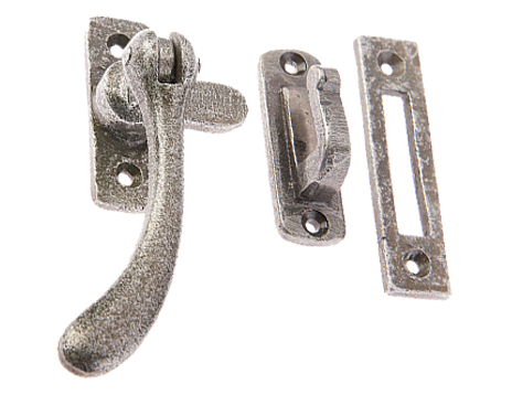 Jedo Collection Valley Forge Bulb End Casement Window Fastener (95mm X 55mm), Pewter Patina