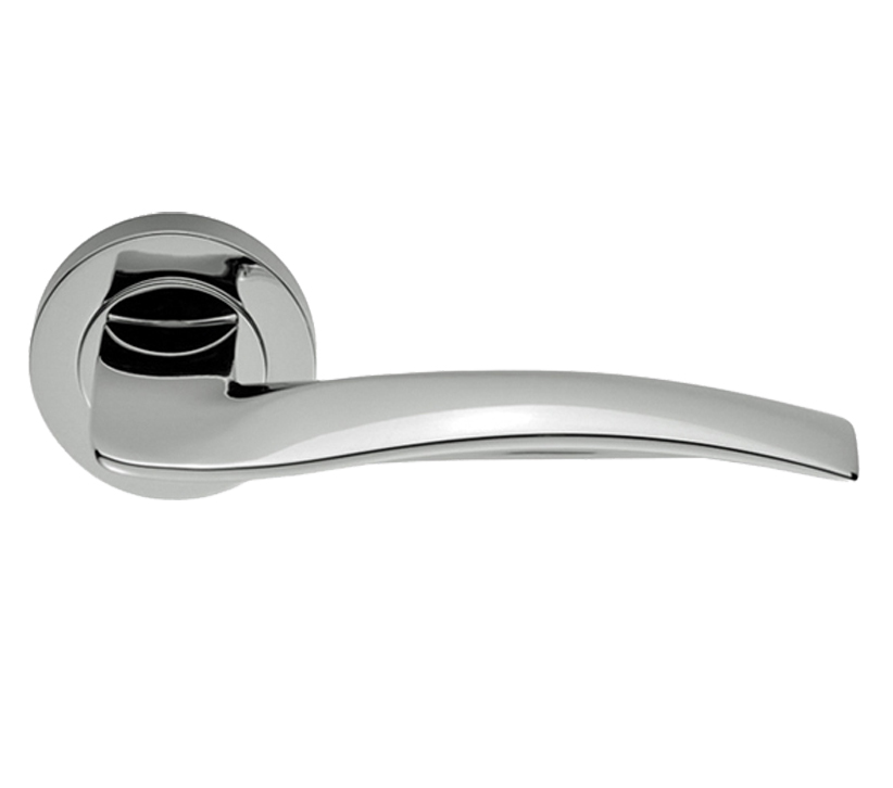 Manital Wind Door Handles On Round Rose, Polished Chrome (sold In Pairs)