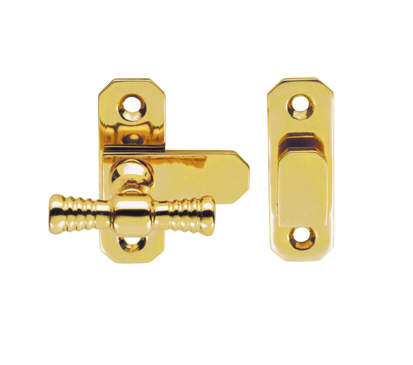 Fingertip T Handle Window Fasteners, Polished Brass