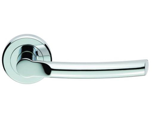 Serozzetta Nelson Door Handles On Round Rose, Polished Chrome (sold in pairs)