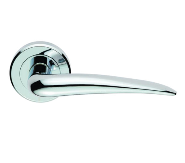 Serozzetta Tempest Door Handles On Round Rose, Polished Chrome - (sold in pairs)