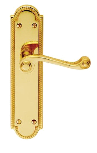 Georgian Shaped Polished Brass Door Handles (sold In Pairs)
