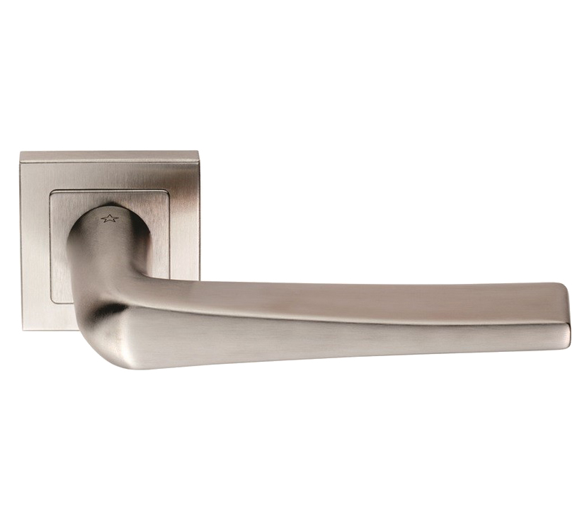 Eurospec Plaza Shaped Stainless Steel Door Handles – Satin Stainless Steel  (sold In Pairs)