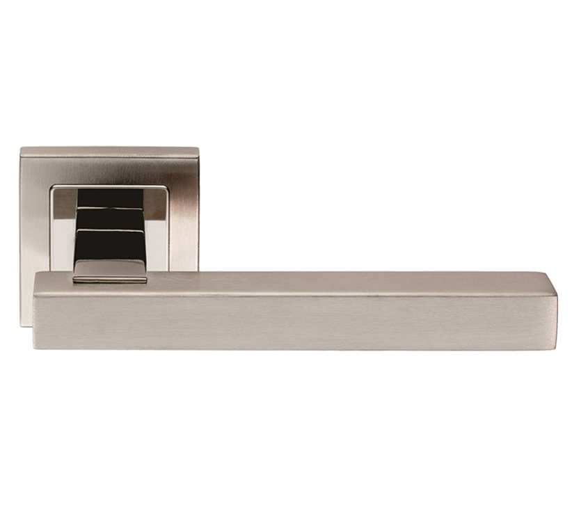 Eurospec Renzo Square Stainless Steel Door Handles – Polished & Satin Stainless Steel  (sold In Pairs)