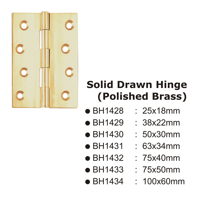 Solid Drawn Hinge(polished Brass) -75x50mm