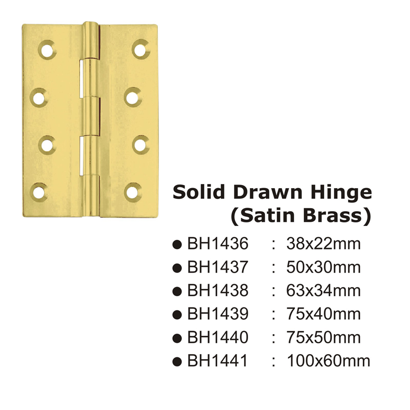 Solid Drawn Hinge(satin Brass) -63x34mm