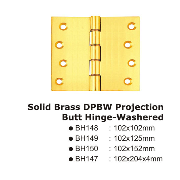 Solid Brass DPBW Projection Butt Hinge-Washered -: 102x204x4mm