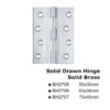 Solid Drawn Hinge - Solid Brass -63x34mm