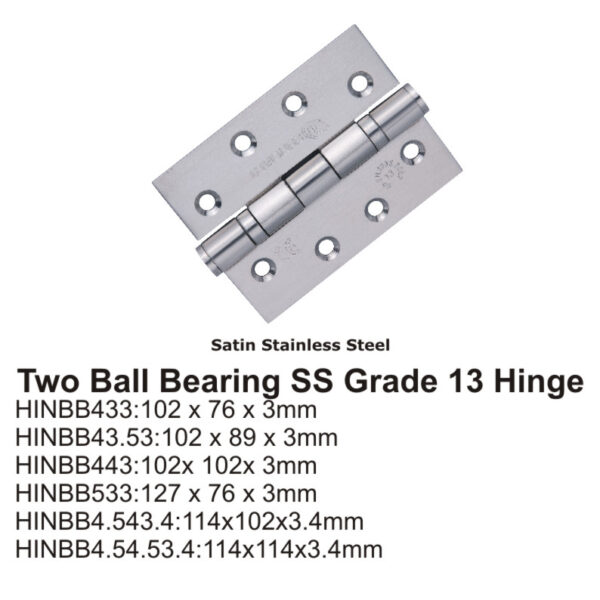 Two Ball Bearing SS Grade 13 Hinge -102 x 76 x 3mm