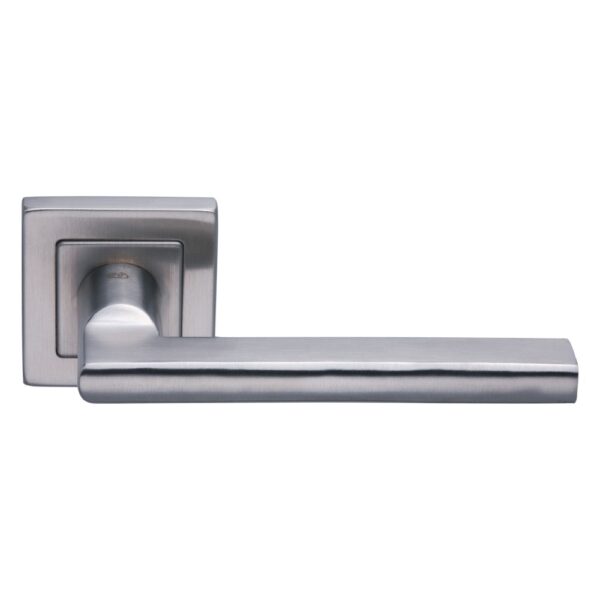 Stainless Steel Lever on Square Rose -134mm x 67mm - Rose 52mm