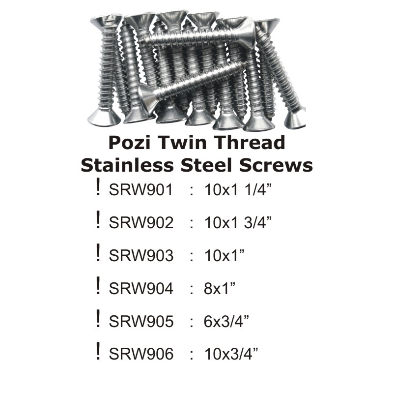 Pozi Twin Thread Stainless Steel Screws -10×1 1/4″