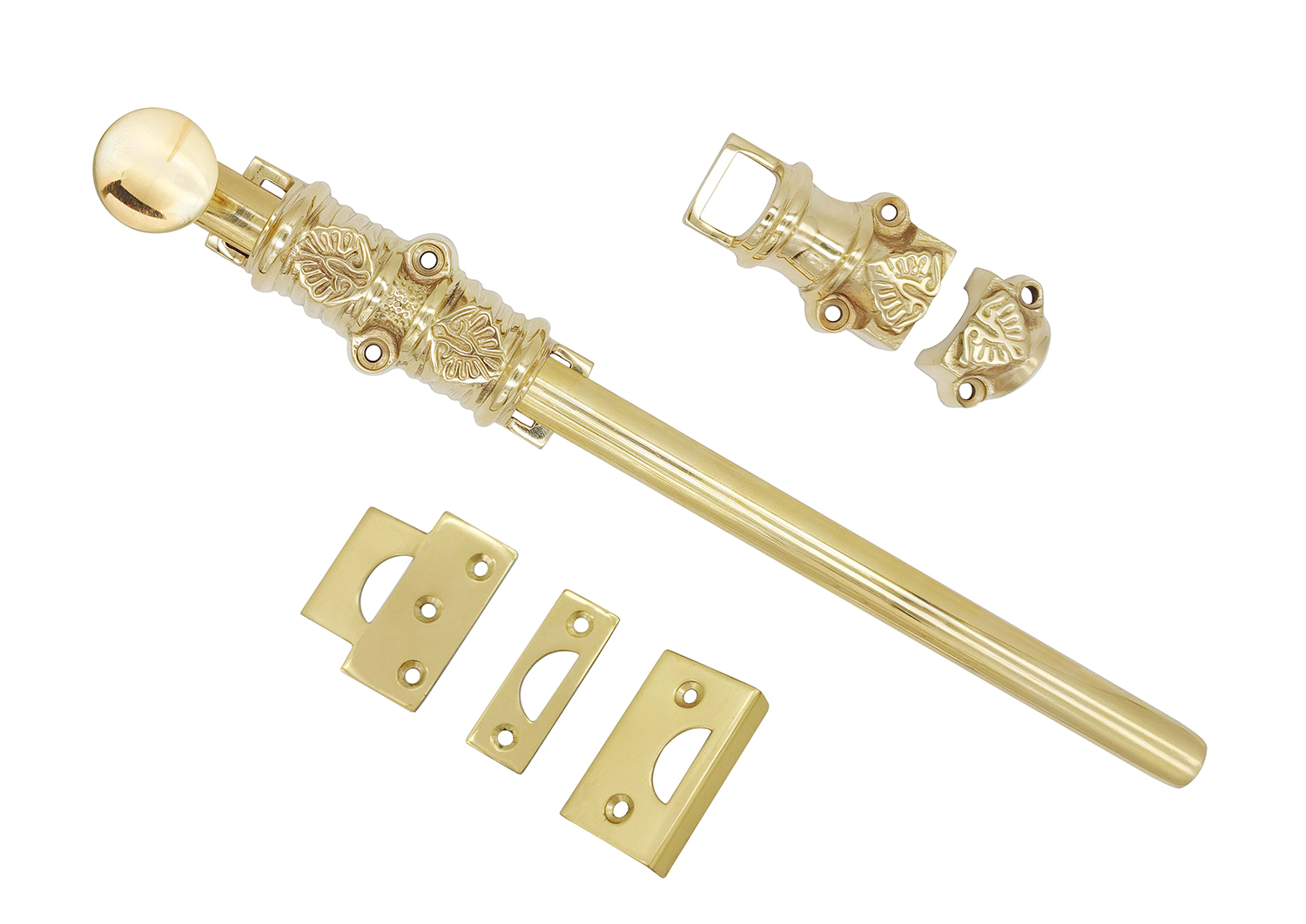 Matching To Cremone Bolt : Solid Brass Floral Polished Lacquered Surface Sliding Bolt 12 Inches